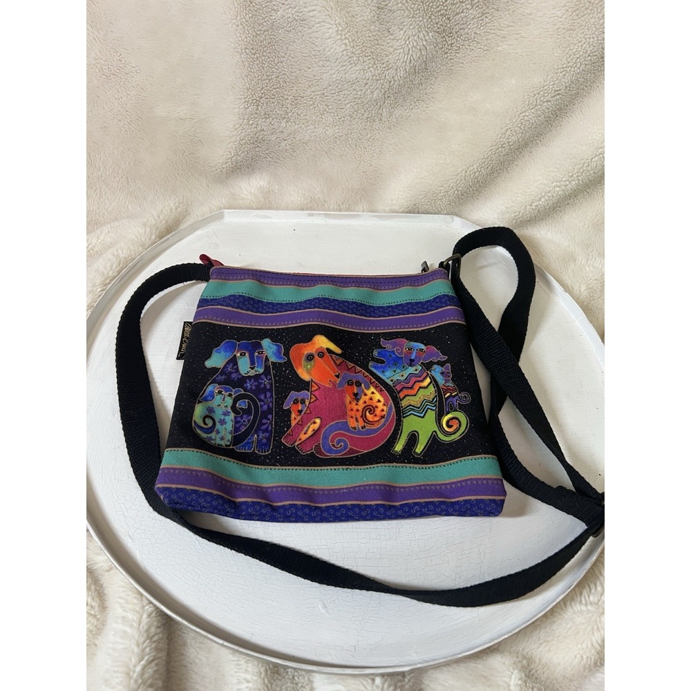 Laurel Burch Artistic Totes Crossbody Dogs Boho Artsy Bag Purse Tote Electric